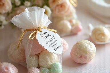 Wedding guest favors with personalized tags